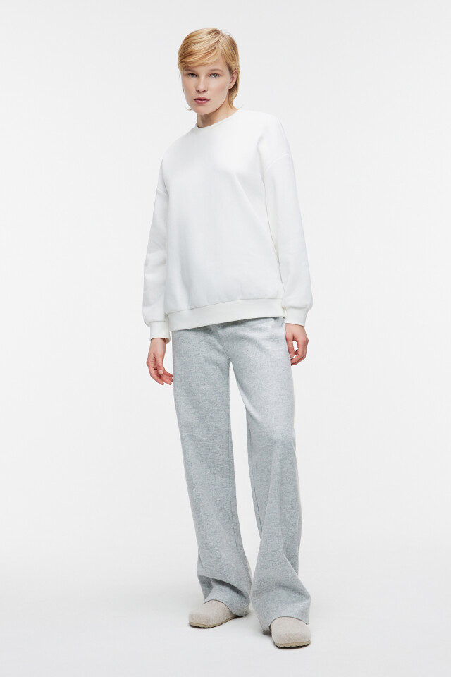 Свитшот хлопковый базовый oversize - цвет бежевый - 1