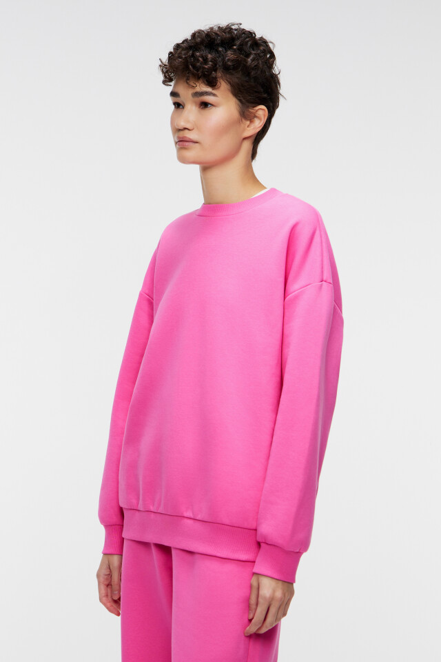 Свитшот хлопковый базовый oversize - цвет розовый - 2