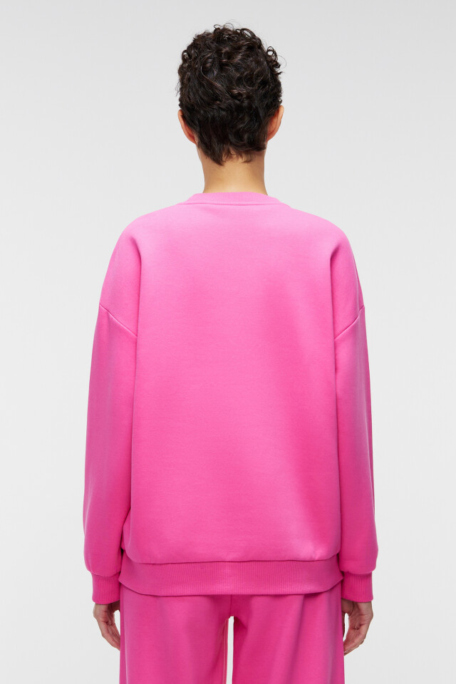Свитшот хлопковый базовый oversize - цвет розовый - 3