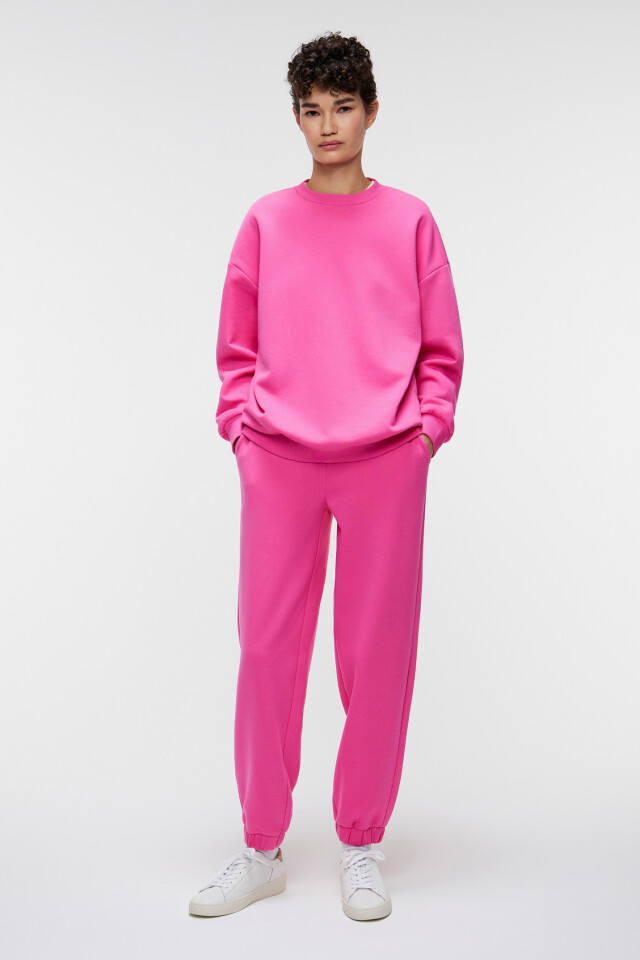 Свитшот хлопковый базовый oversize - цвет розовый - 4