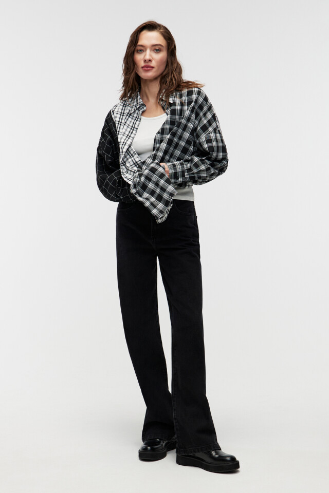 Рубашка oversize клетчатая в стиле пэчворк - цвет мультиколор - 8