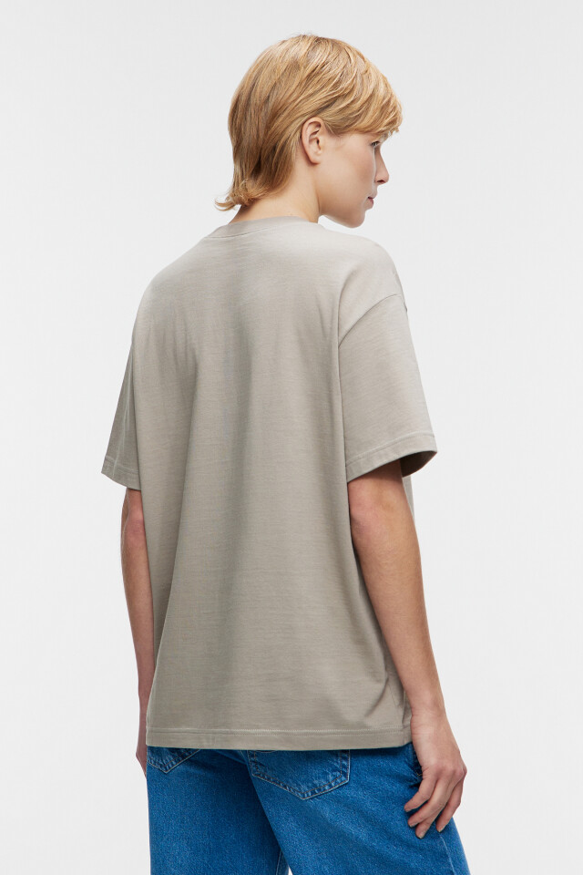 Футболка oversize хлопковая базовая - цвет зеленый - 3