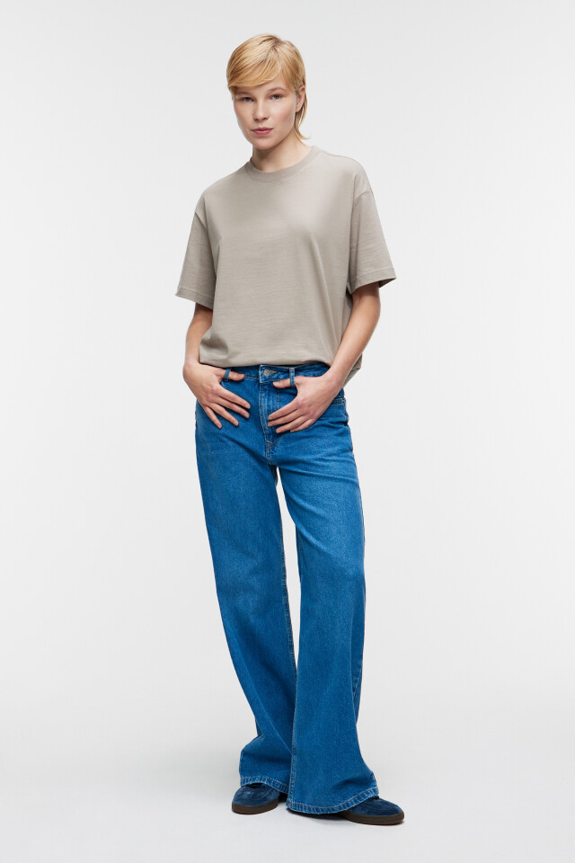 Футболка oversize хлопковая базовая - цвет зеленый - 4