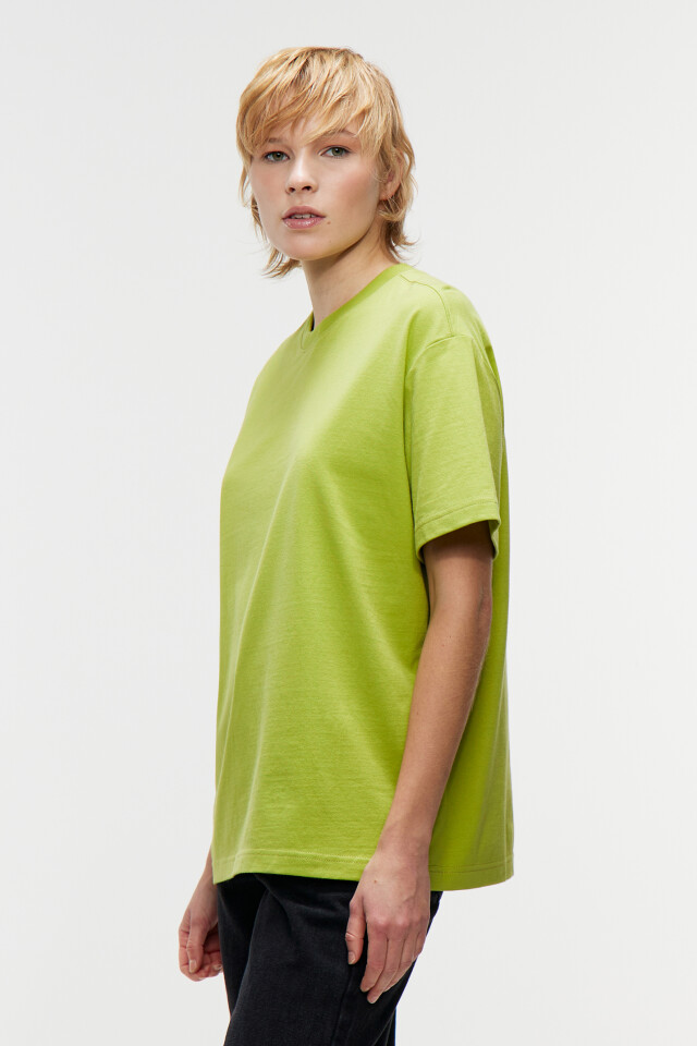 Футболка oversize хлопковая базовая - цвет зеленый - 2