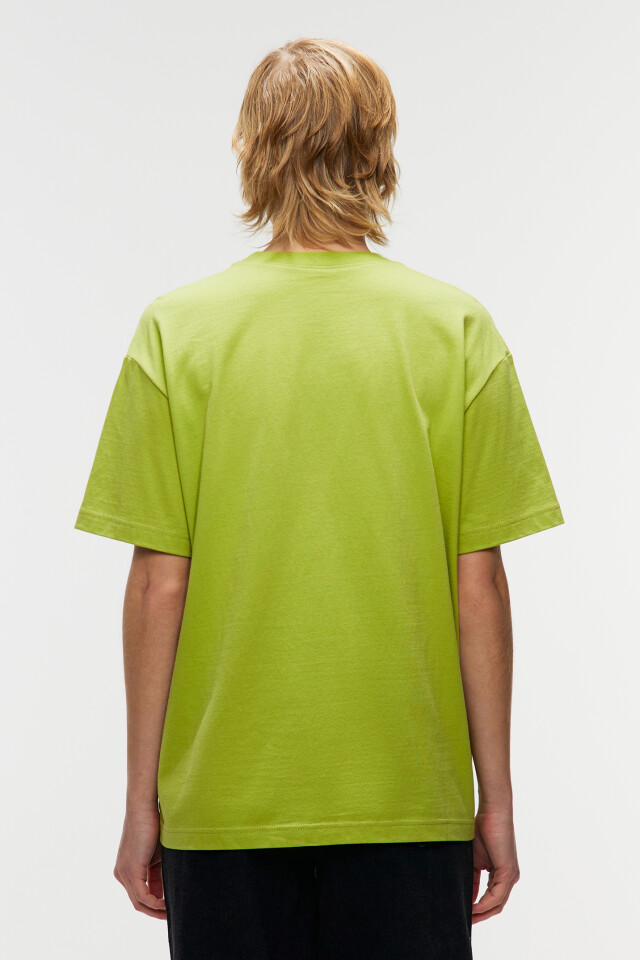 Футболка oversize хлопковая базовая - цвет зеленый - 3