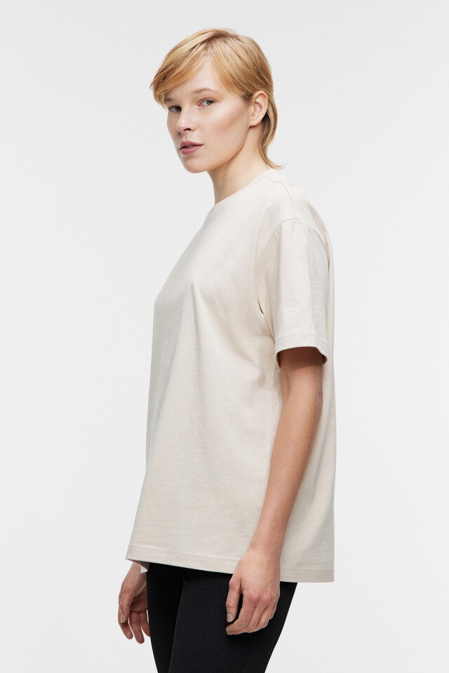 Футболка oversize хлопковая базовая - цвет бежевый - 2