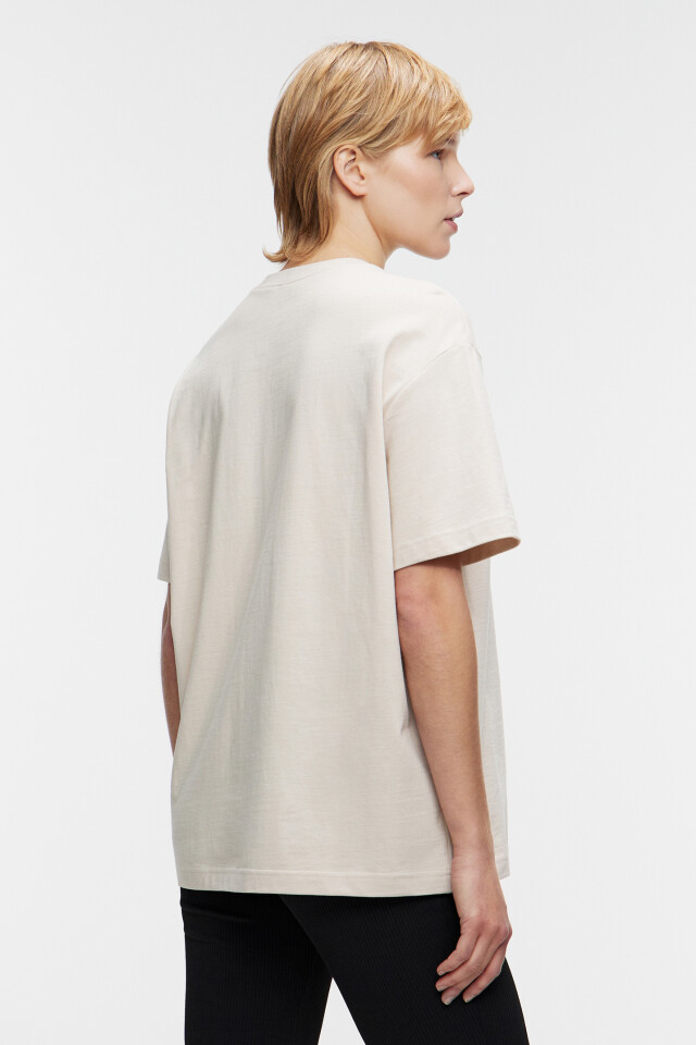 Футболка oversize хлопковая базовая - цвет бежевый - 3