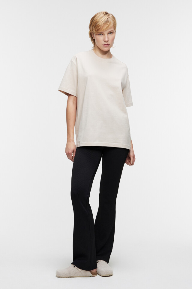 Футболка oversize хлопковая базовая - цвет бежевый - 4
