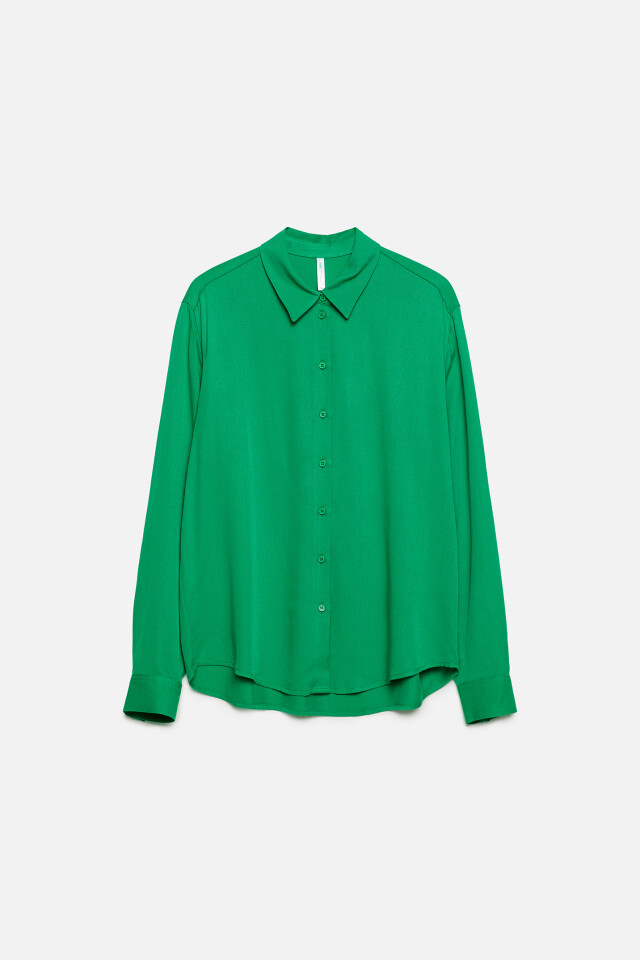 Блузка-рубашка ViShirt базовая из вискозы - цвет зеленый - 8