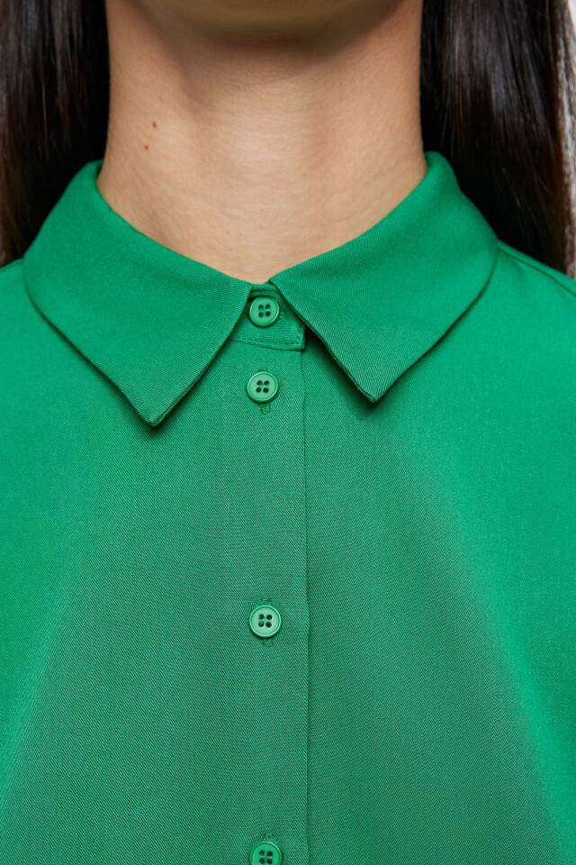 Блузка-рубашка ViShirt базовая из вискозы - цвет зеленый - 5