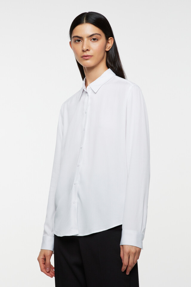 Блузка-рубашка ViShirt базовая из вискозы - цвет белый - 2
