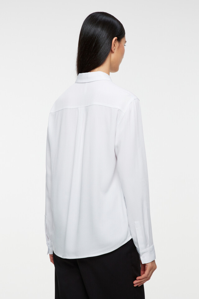 Блузка-рубашка ViShirt базовая из вискозы - цвет белый - 3