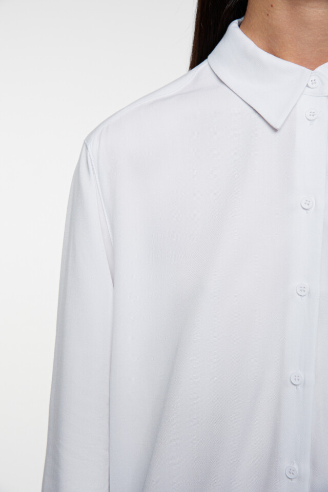 Блузка-рубашка ViShirt базовая из вискозы - цвет белый - 5