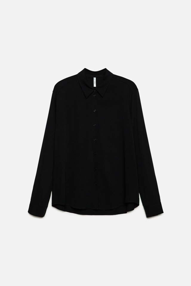 Блузка-рубашка ViShirt базовая из вискозы - цвет черный - 8