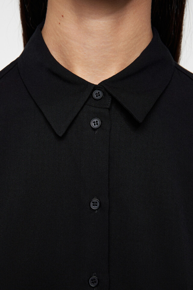 Блузка-рубашка ViShirt базовая из вискозы - цвет черный - 5