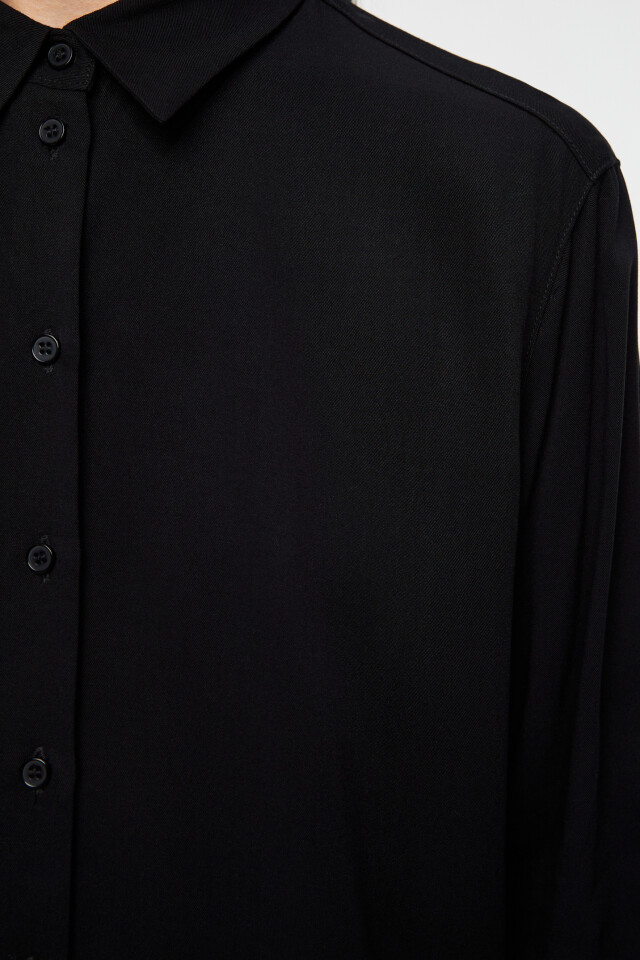 Блузка-рубашка ViShirt базовая из вискозы - цвет черный - 6