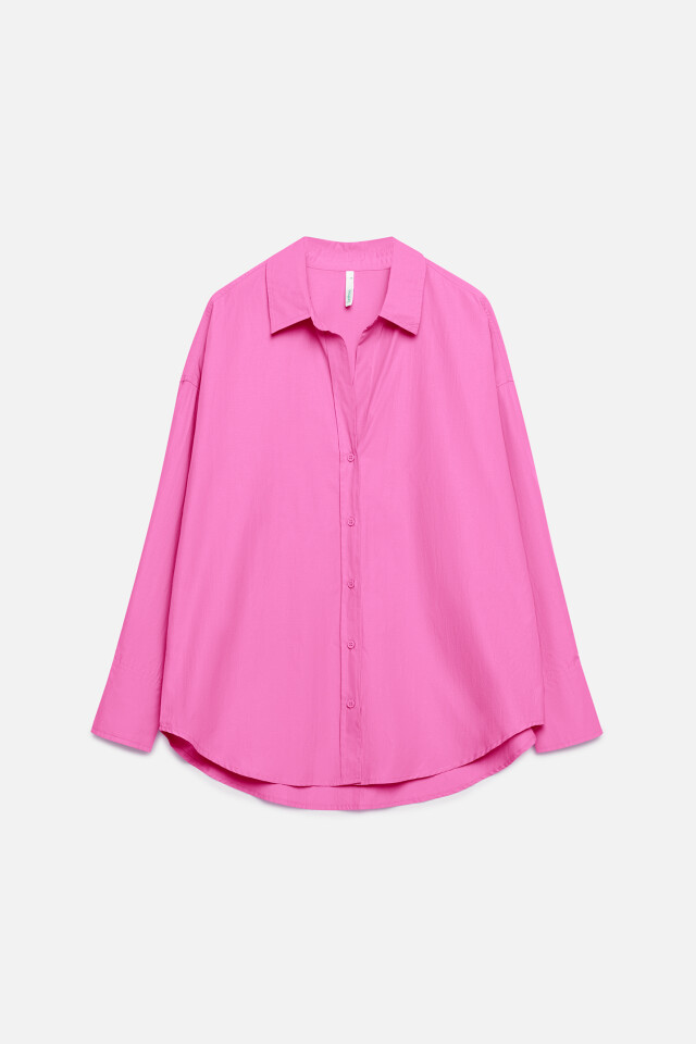 блузка-рубашка oversize хлопковая удлиненная - цвет розовый - 9