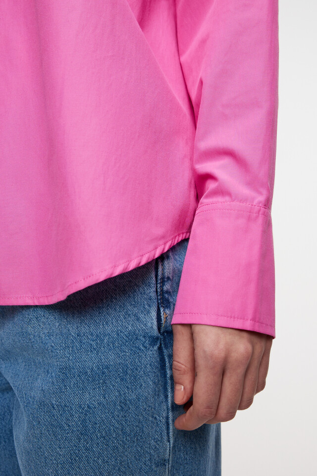 блузка-рубашка oversize хлопковая удлиненная - цвет розовый - 7