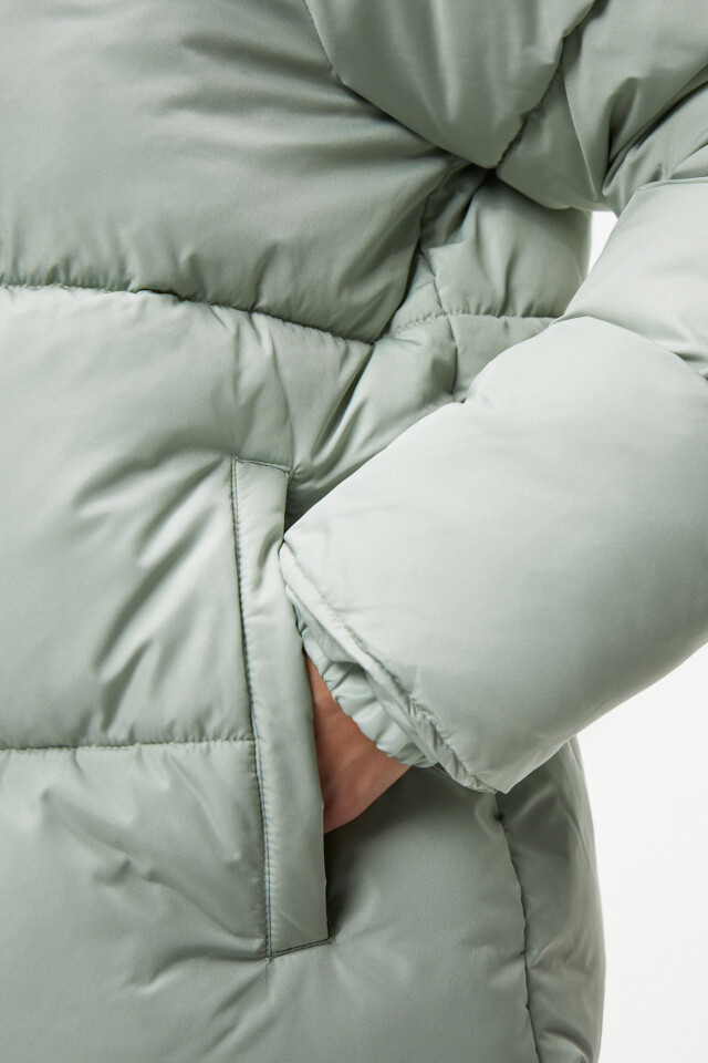 Куртка oversize стеганая с воротником-стойкой - цвет зеленый - 6