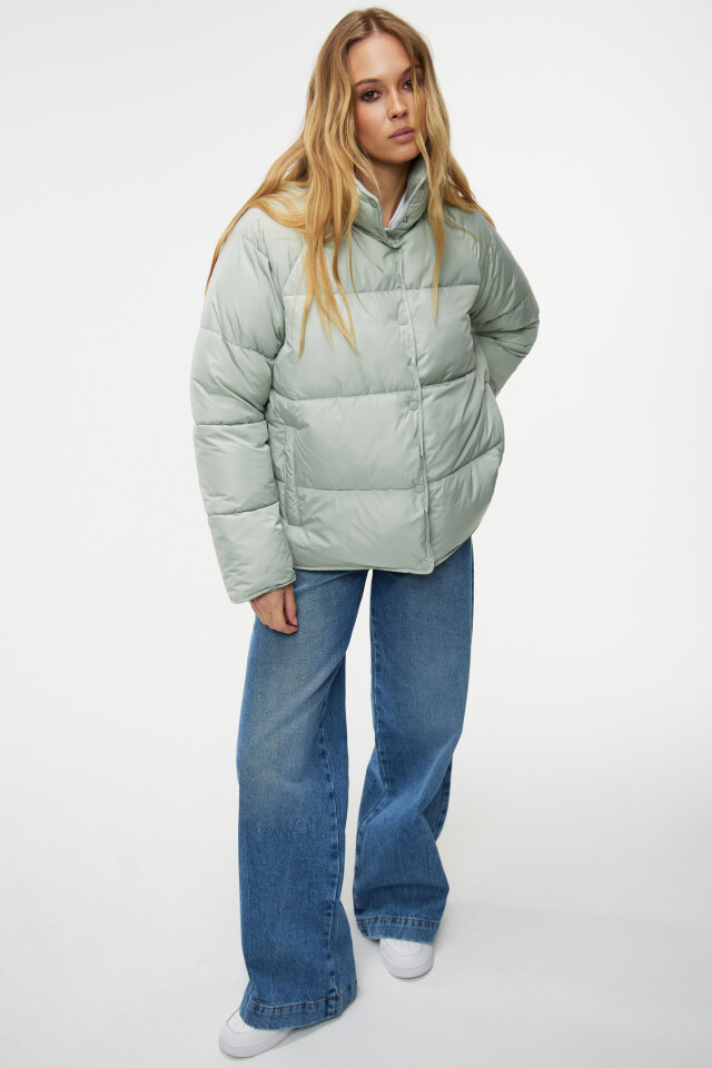 Куртка oversize стеганая с воротником-стойкой - цвет зеленый - 8