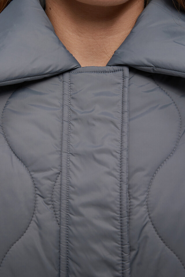 Пальто oversize стеганое с отложным воротником - цвет серый - 5