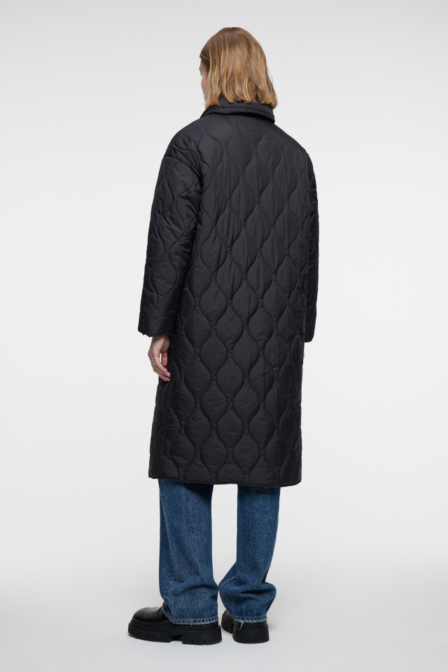 Пальто oversize стеганое с отложным воротником - цвет черный - 3