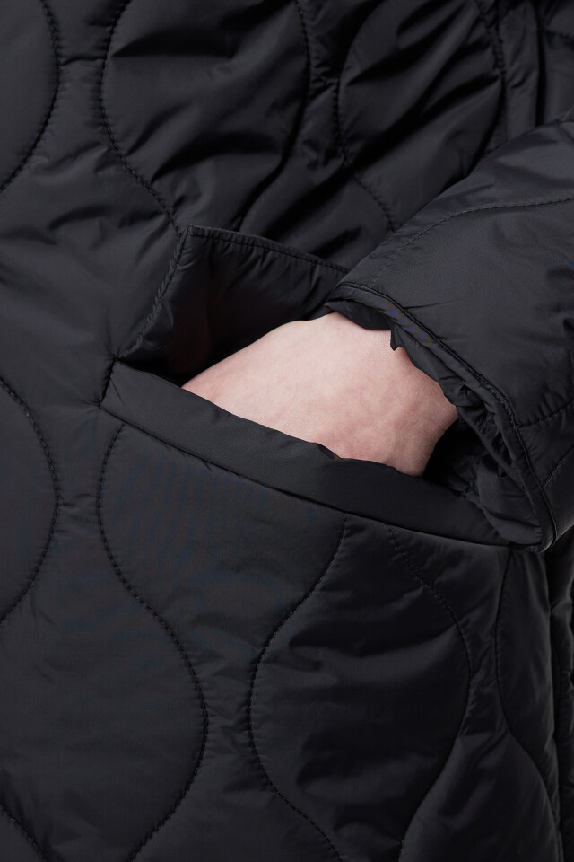 Пальто oversize стеганое с отложным воротником - цвет черный - 6