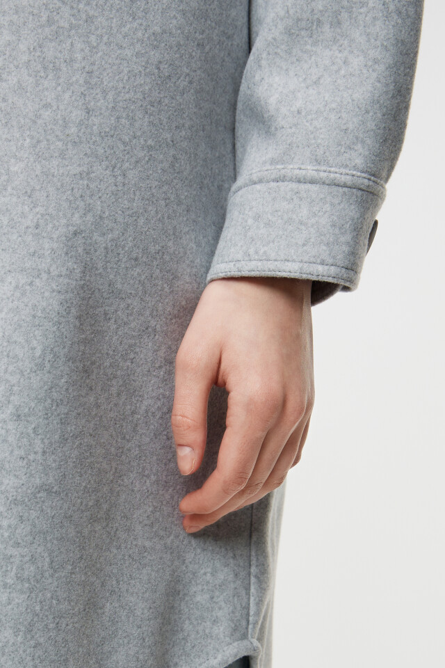 Куртка-рубашка oversize теплая удлиненная - цвет серый - 7