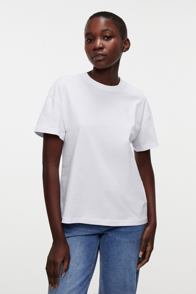 Футболка хлопковая базовая oversize - цвет белый - 1