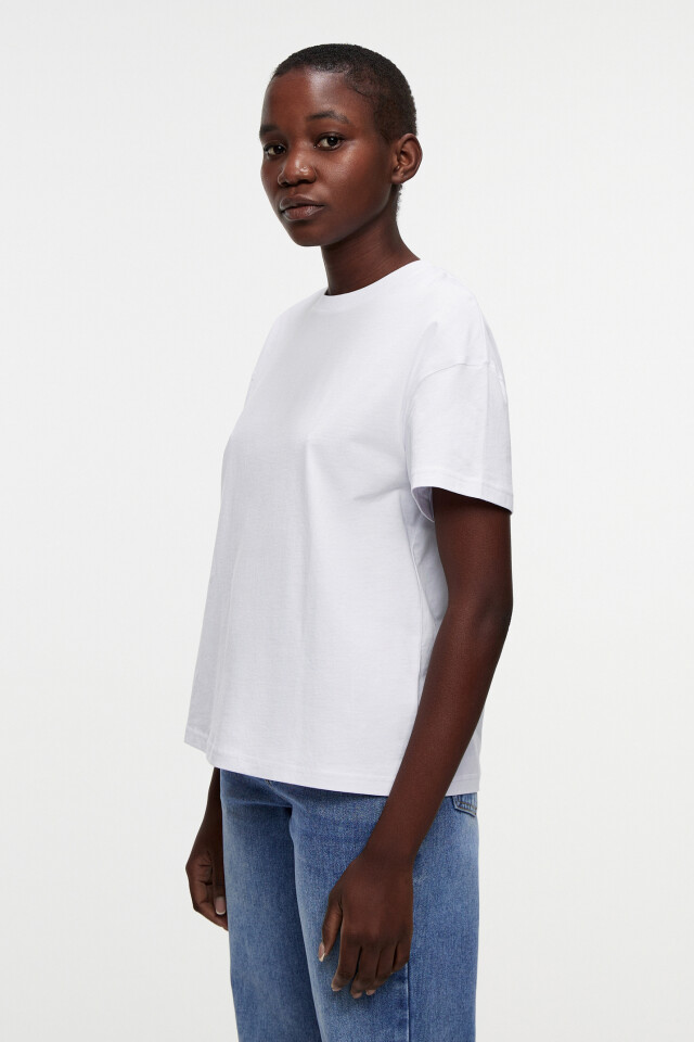 Футболка хлопковая базовая oversize - цвет белый - 2