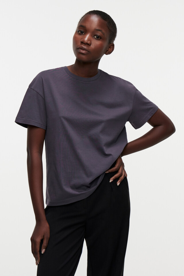 Футболка хлопковая базовая oversize - цвет серый - 1