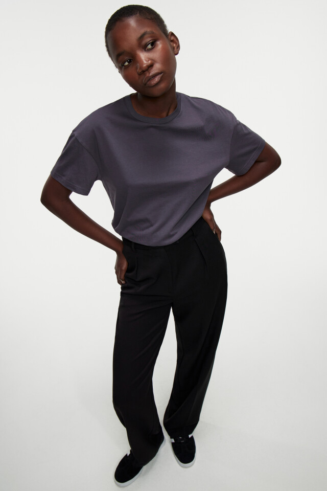 Футболка хлопковая базовая oversize - цвет серый - 7