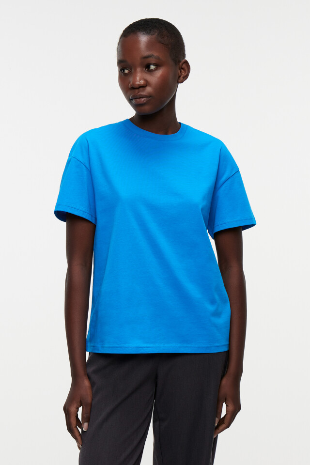 Футболка хлопковая базовая oversize - цвет синий - 1