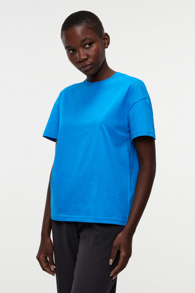 Футболка хлопковая базовая oversize - цвет синий - 2