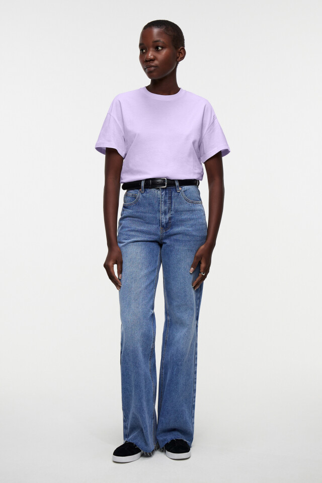Футболка хлопковая базовая oversize - цвет сиреневый - 4