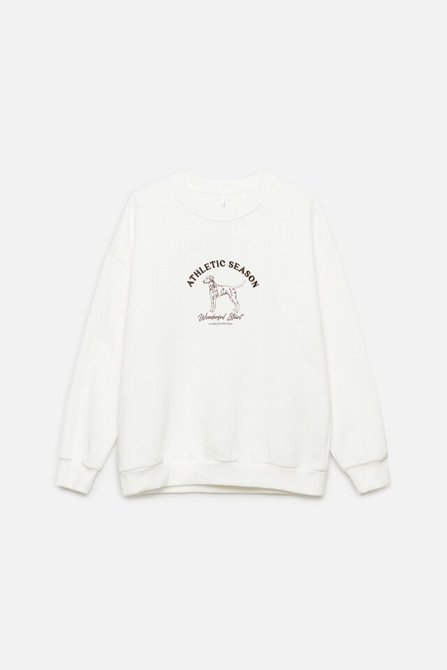 Свитшот oversize хлопковый с принтом - цвет белый - 8