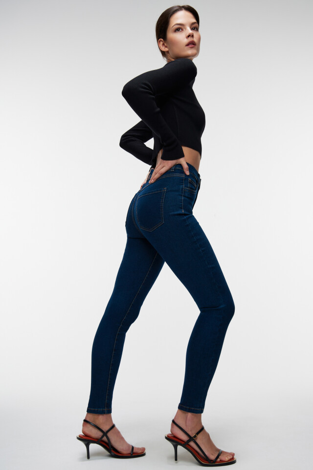 Джинсы skinny облегающие с высокой посадкой - цвет синий - 7
