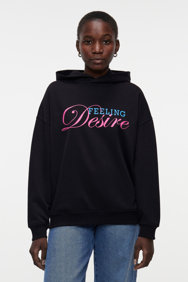 Толстовка хлопковая oversize с принтом - цвет черный - 1