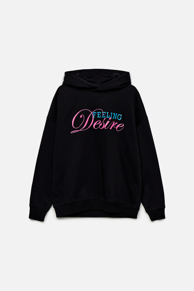Толстовка хлопковая oversize с принтом - цвет черный - 8