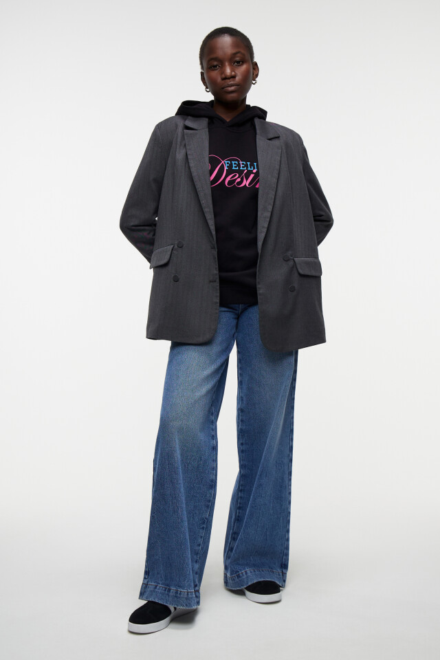 Толстовка хлопковая oversize с принтом - цвет черный - 7