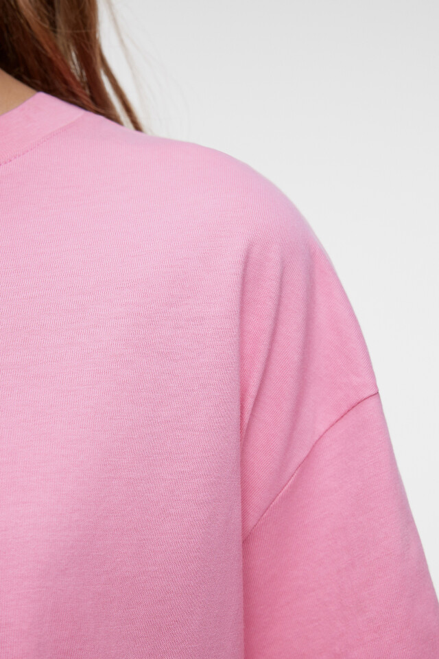 Футболка oversize хлопковая однотонная - цвет розовый - 5