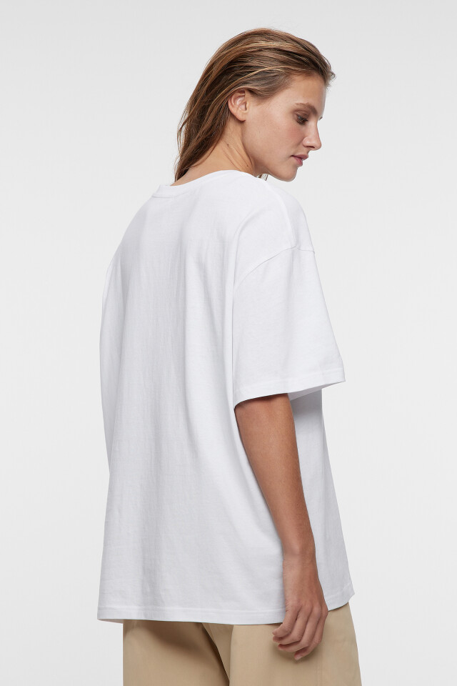 Футболка oversize хлопковая с принтом - цвет белый - 4