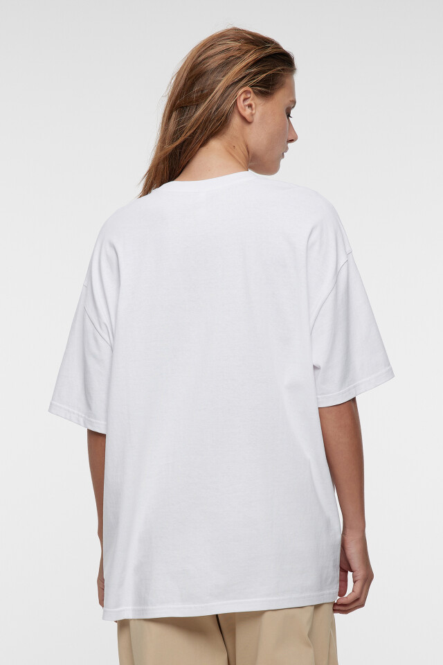 Футболка oversize хлопковая с принтом - цвет белый - 9