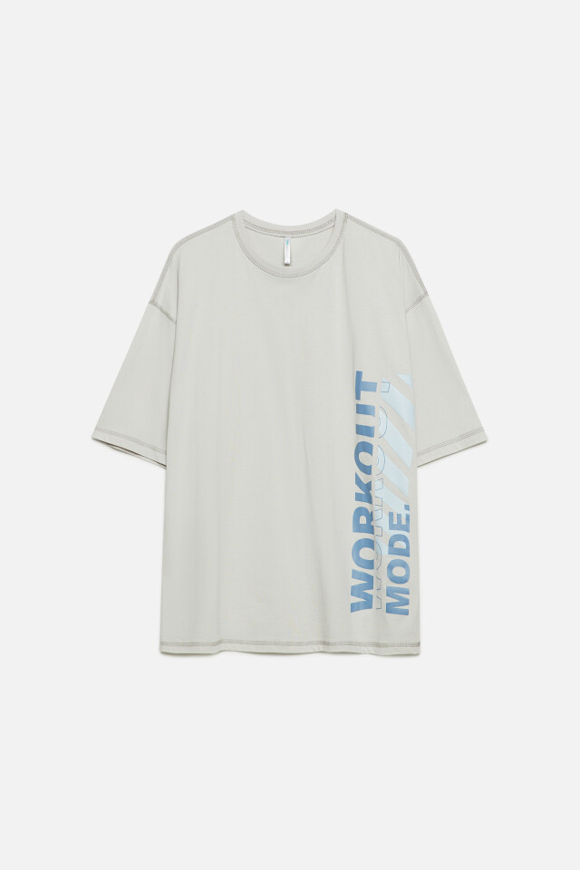 Футболка oversize спортивная с принтом-надписью - цвет серый - 8