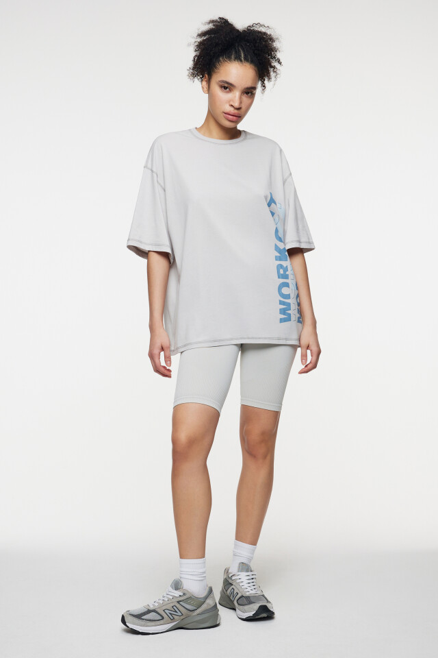 Футболка oversize спортивная с принтом-надписью - цвет серый - 5