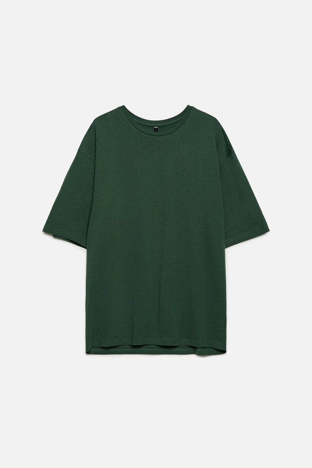 Футболка oversize хлопковая однотонная - цвет зеленый - 7