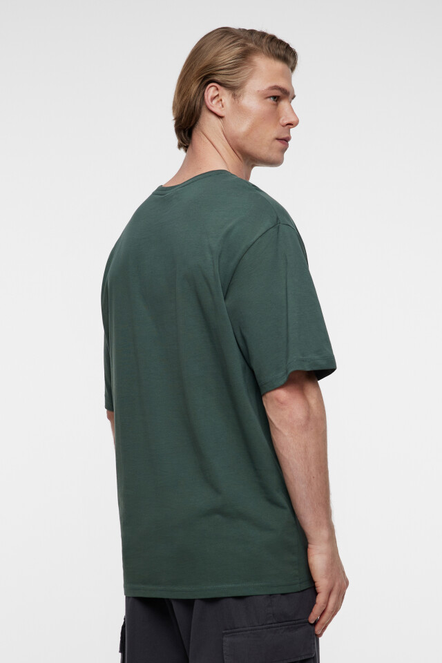 Футболка oversize хлопковая однотонная - цвет зеленый - 4