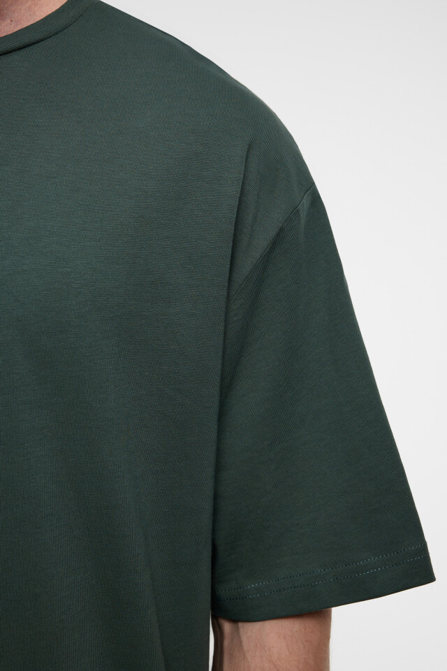 Футболка oversize хлопковая однотонная - цвет зеленый - 6