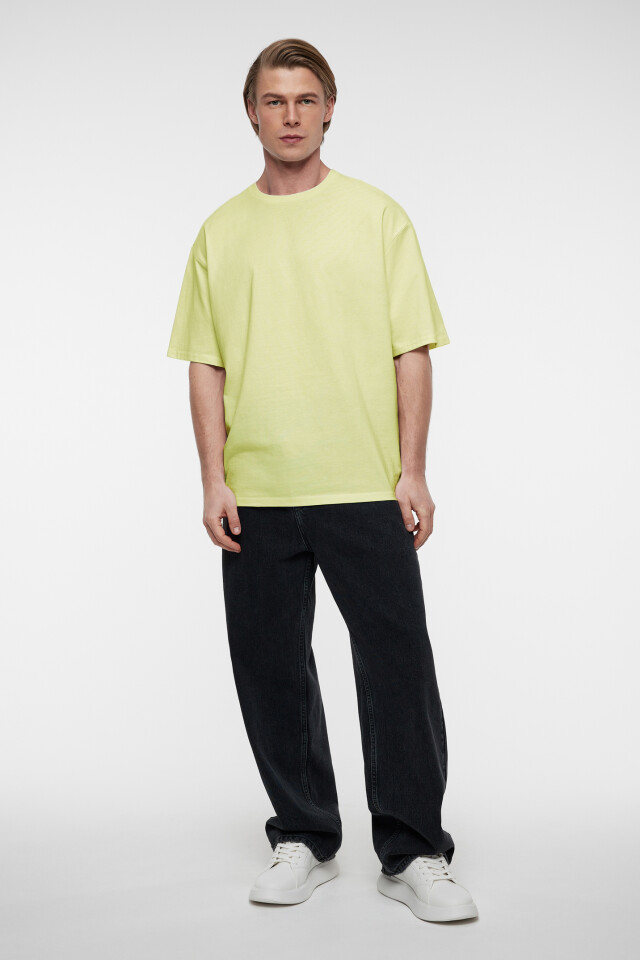 Футболка oversize хлопковая однотонная - цвет бежевый - 4