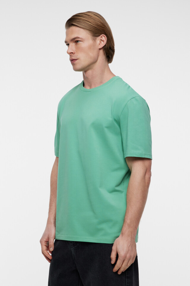 Футболка oversize хлопковая базовая - цвет зеленый - 2